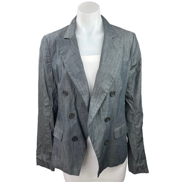 Banana Republic Gray Long Sleeve Collared Double Breasted Blazer Coat Jacket 8 - Picture 1 of 4